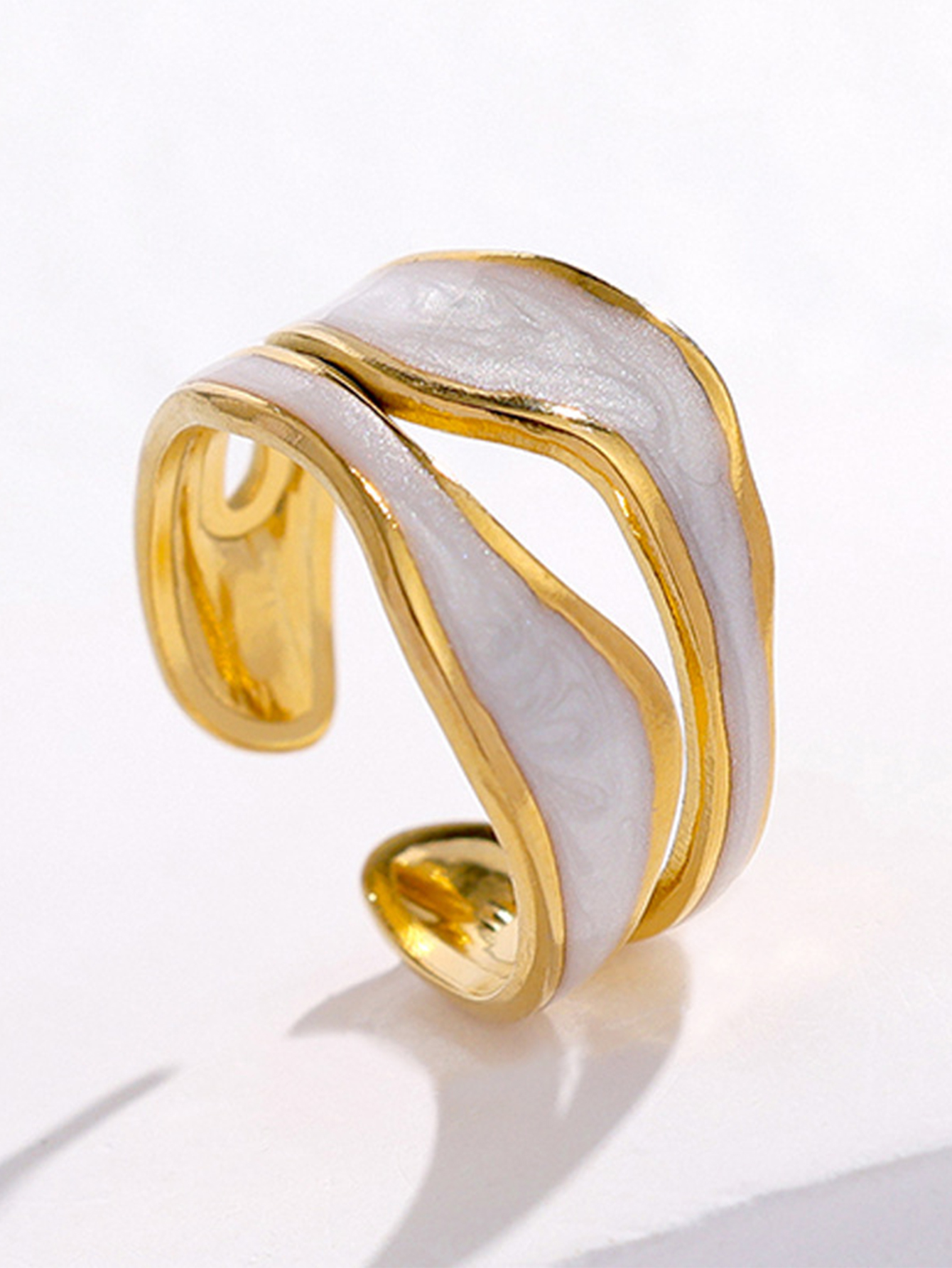 Simple Style Irregular Stainless Steel Enamel Hollow Out Open Rings display picture 5