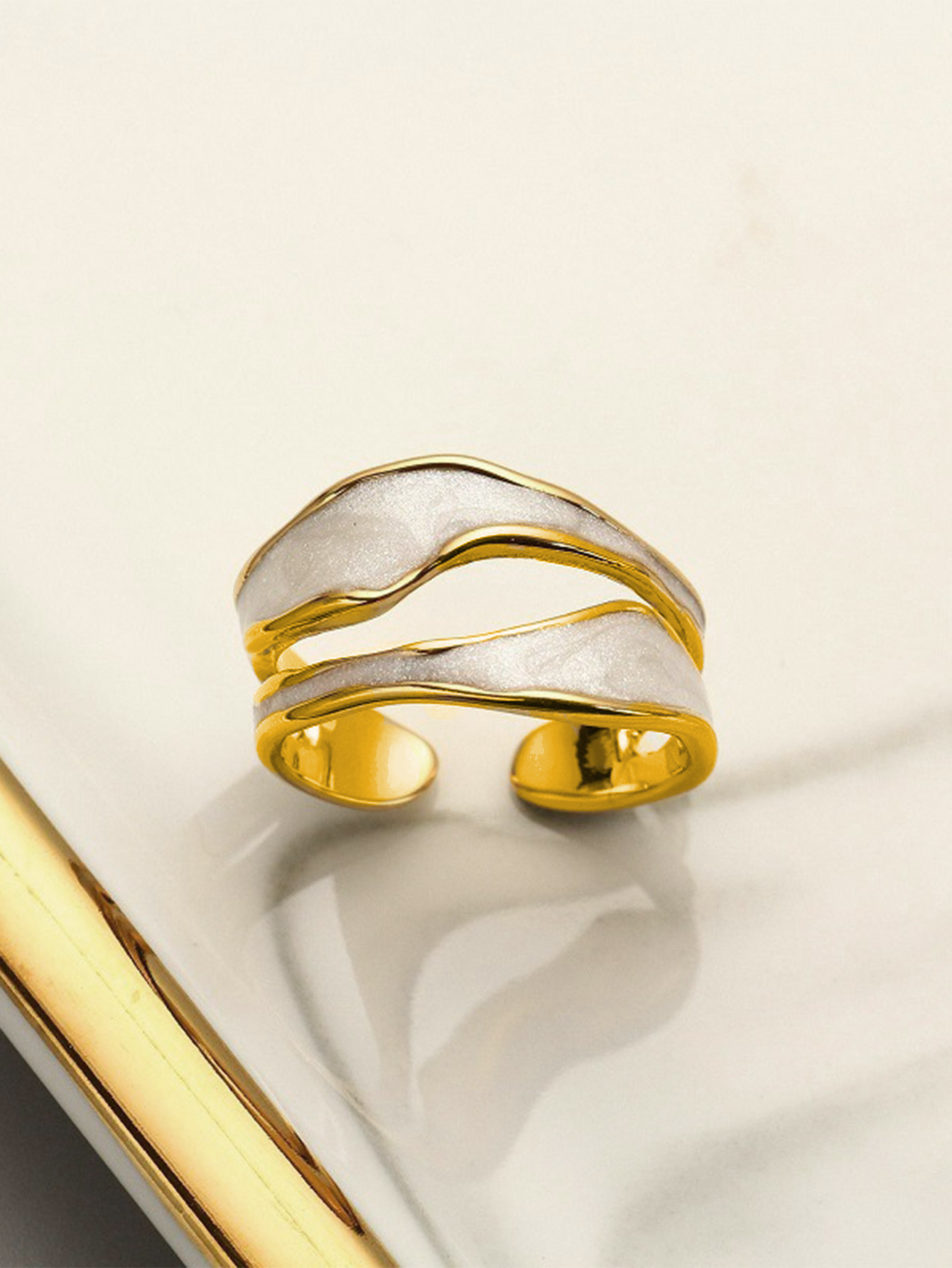 Simple Style Irregular Stainless Steel Enamel Hollow Out Open Rings display picture 4
