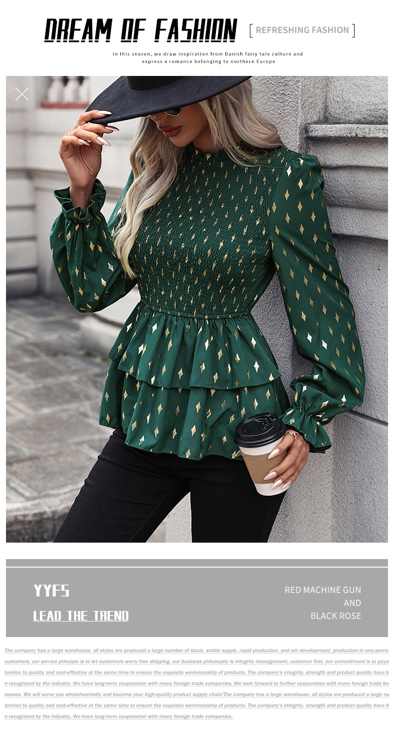Women's Blouse Long Sleeve Blouses Printing Ruffles Simple Style Star display picture 1