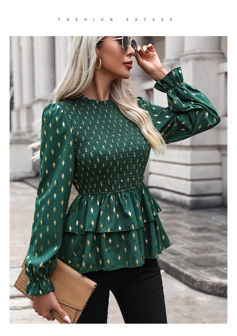Women's Blouse Long Sleeve Blouses Printing Ruffles Simple Style Star display picture 2