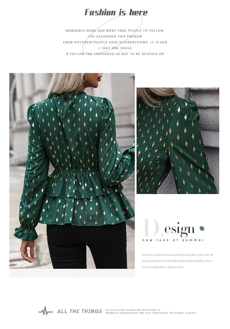 Women's Blouse Long Sleeve Blouses Printing Ruffles Simple Style Star display picture 3