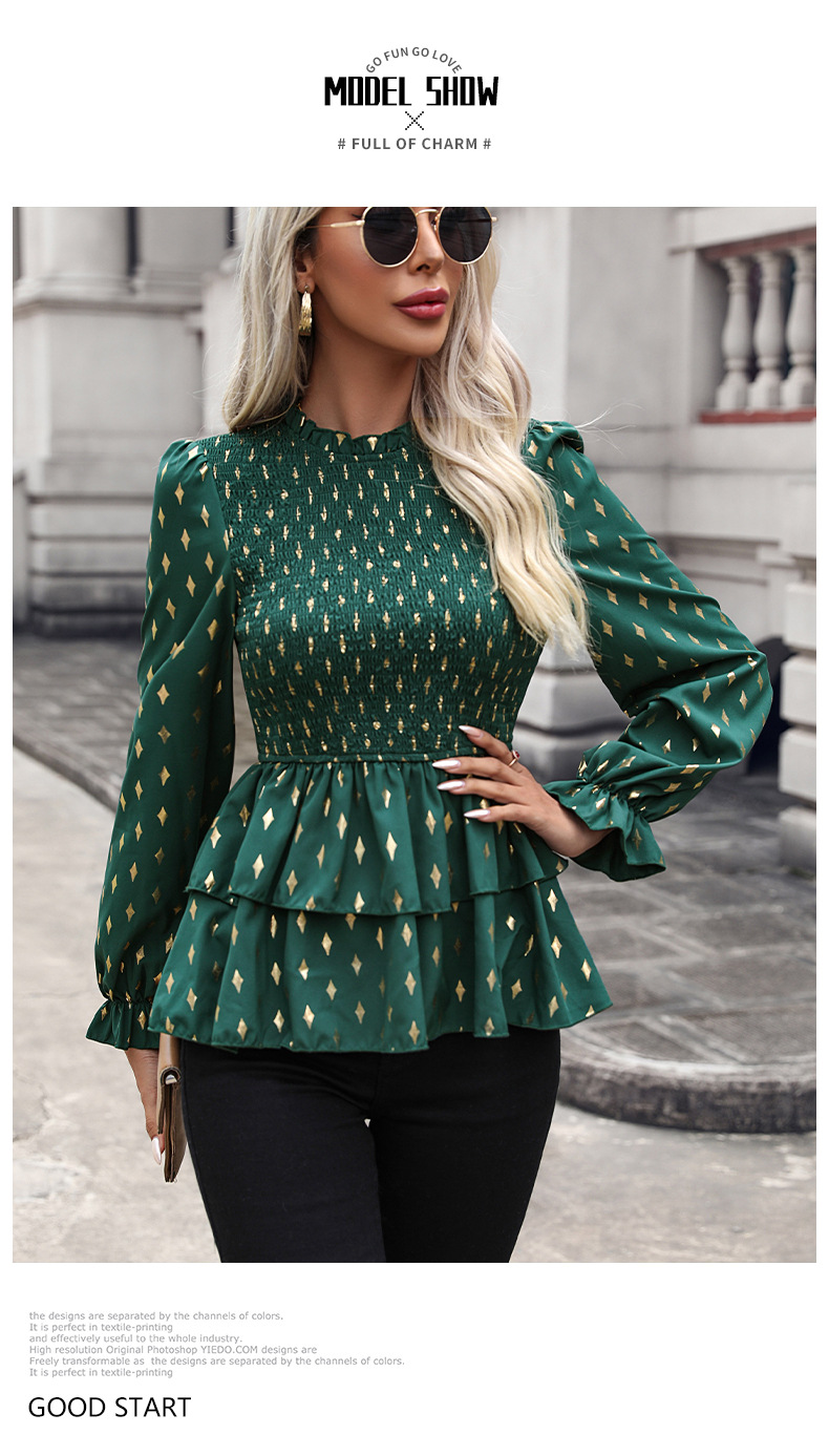Women's Blouse Long Sleeve Blouses Printing Ruffles Simple Style Star display picture 5