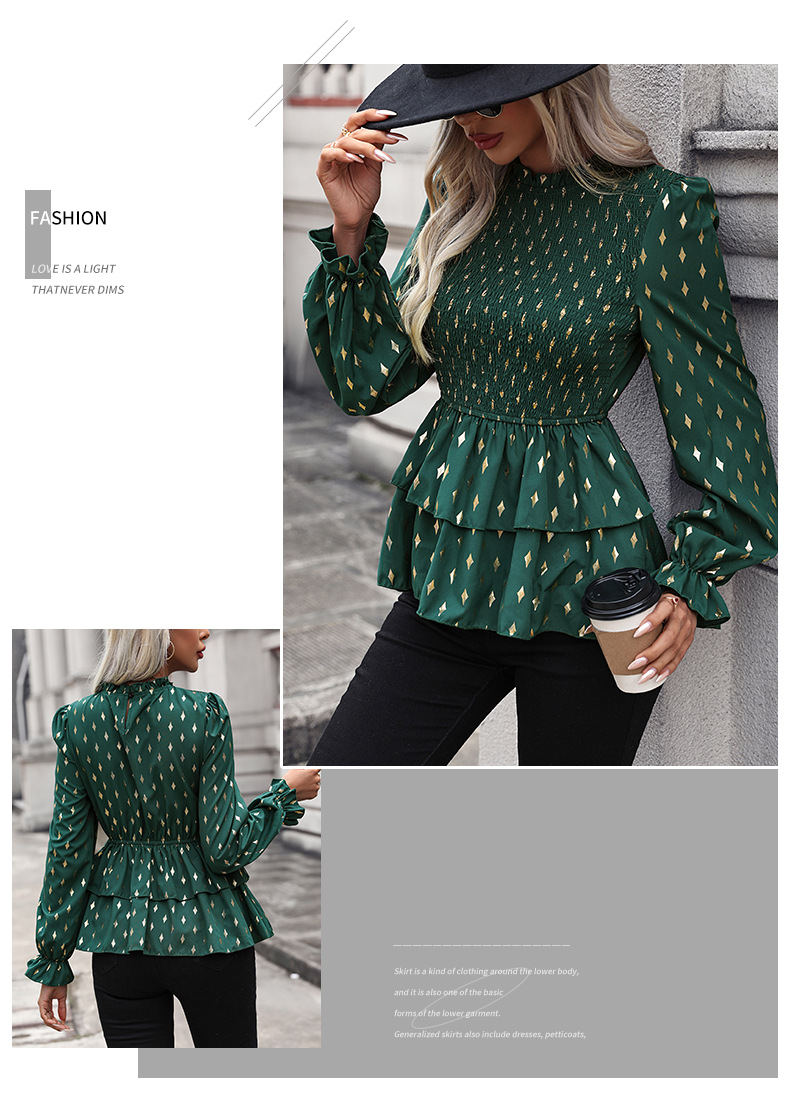 Women's Blouse Long Sleeve Blouses Printing Ruffles Simple Style Star display picture 6