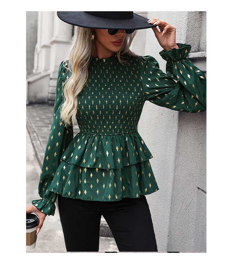 Women's Blouse Long Sleeve Blouses Printing Ruffles Simple Style Star display picture 7