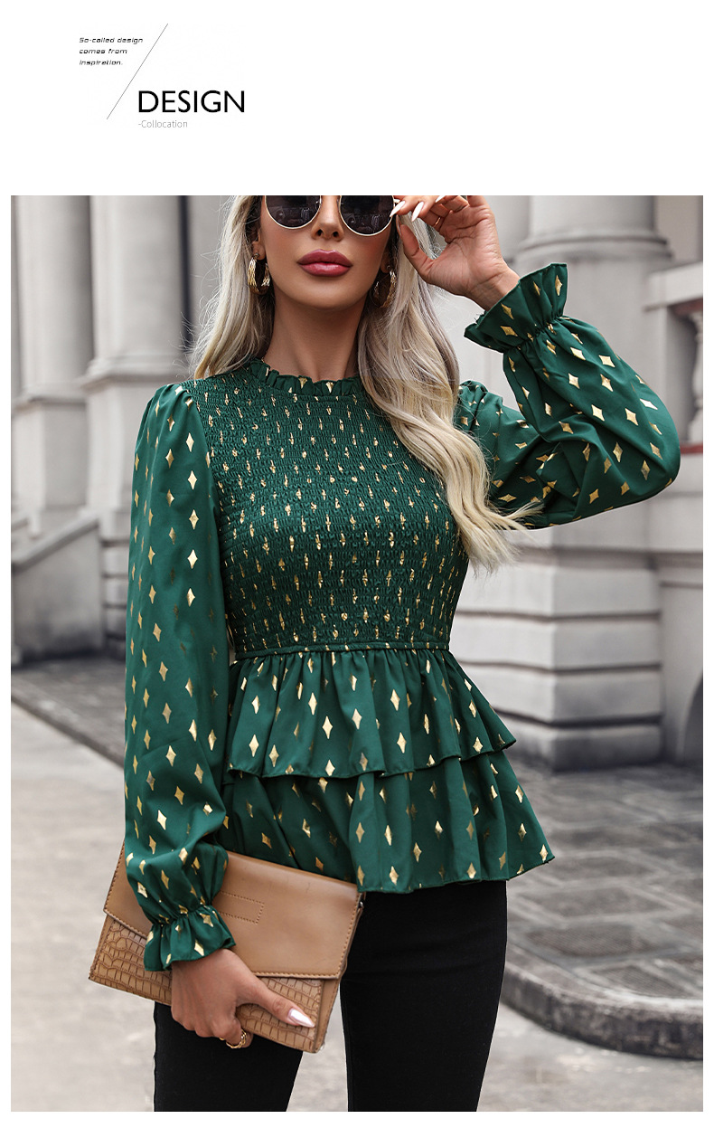 Women's Blouse Long Sleeve Blouses Printing Ruffles Simple Style Star display picture 8