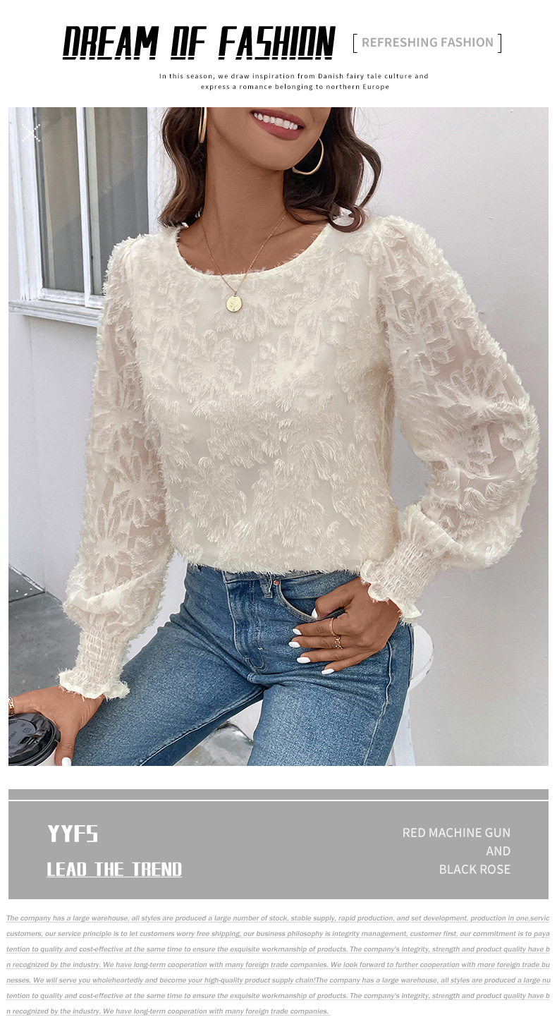 Women's Blouse Long Sleeve Blouses Elegant Solid Color Flower display picture 1
