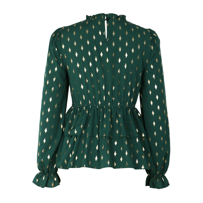 Women's Blouse Long Sleeve Blouses Printing Ruffles Simple Style Star display picture 12
