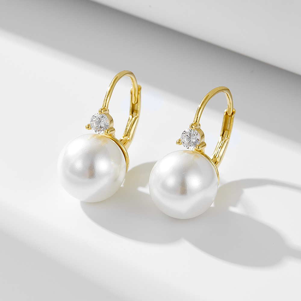1 Pair Simple Style Commute Color Block Plating Inlay Sterling Silver Pearl 14k Gold Plated Rhodium Plated Drop Earrings display picture 1