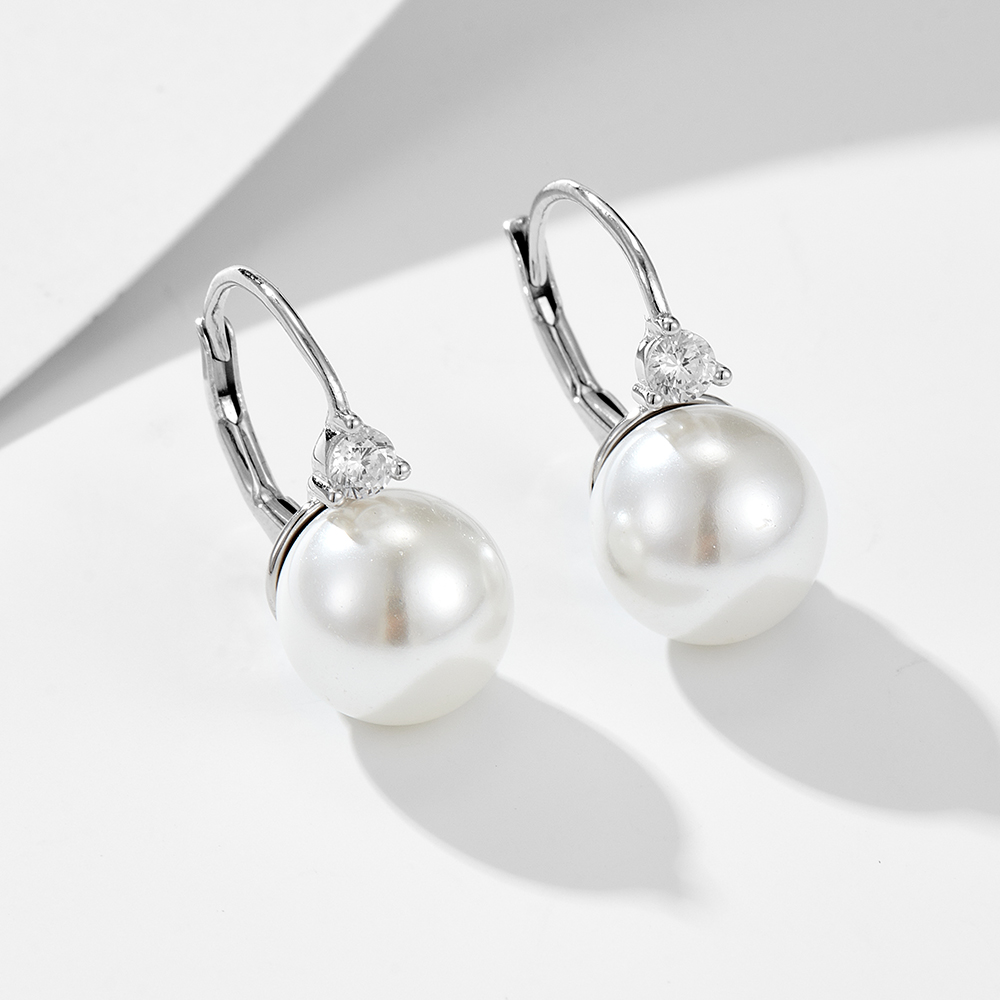 1 Pair Simple Style Commute Color Block Plating Inlay Sterling Silver Pearl 14k Gold Plated Rhodium Plated Drop Earrings display picture 3