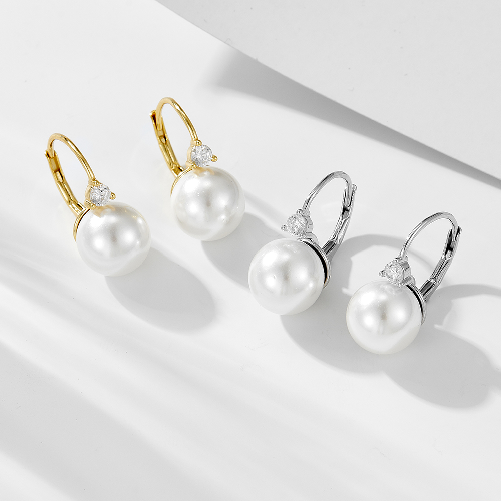 1 Pair Simple Style Commute Color Block Plating Inlay Sterling Silver Pearl 14k Gold Plated Rhodium Plated Drop Earrings display picture 5