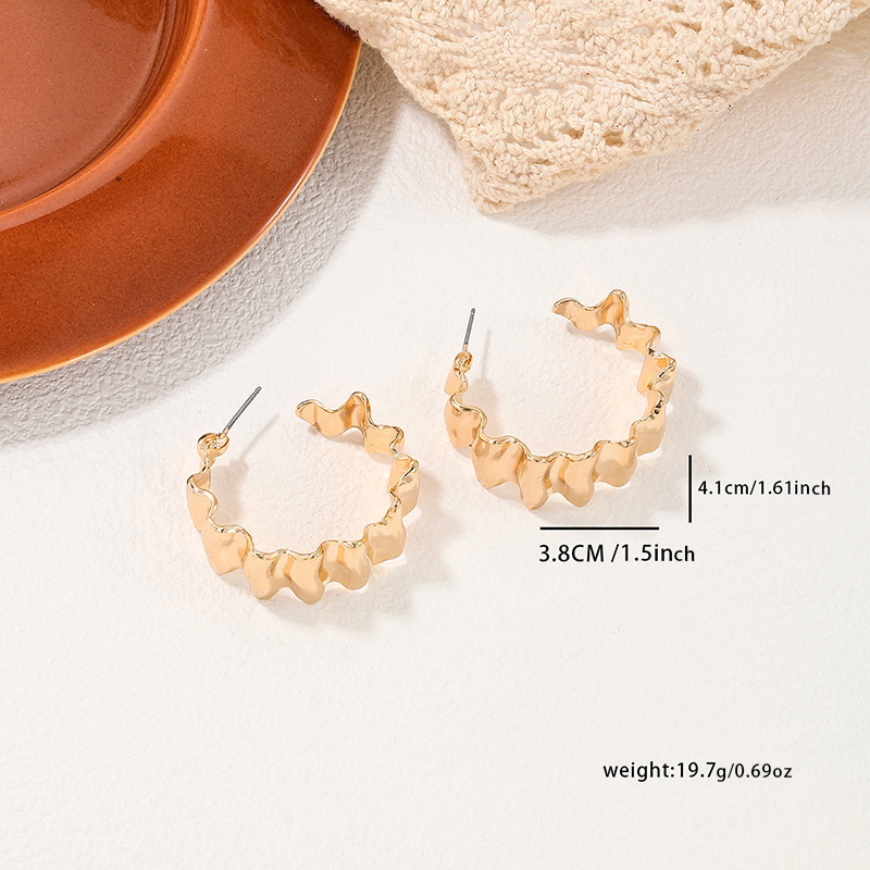 1 Paire Style Simple Feuille Placage Métal Plaqué Or Boucles D'oreilles display picture 4