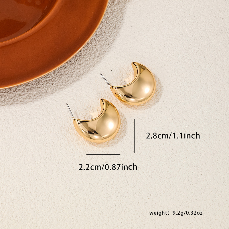 1 Pair Simple Style Solid Color Plating Plastic Gold Plated Ear Studs display picture 5