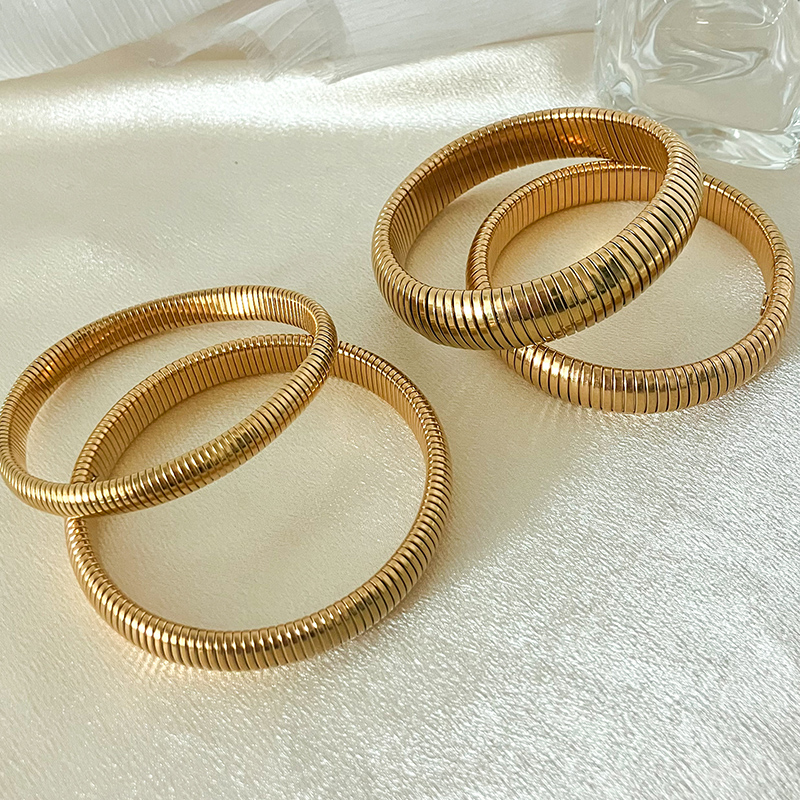 Elegant Simple Style Classic Style Solid Color 304 Stainless Steel Gold Plated Bangle In Bulk display picture 2