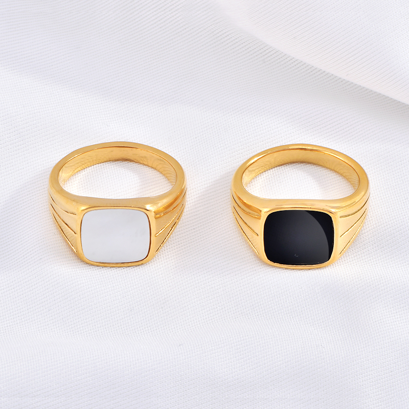 Retro Geometric 18K Gold Plated Acrylic Arylic Titanium Steel Wholesale Rings display picture 2