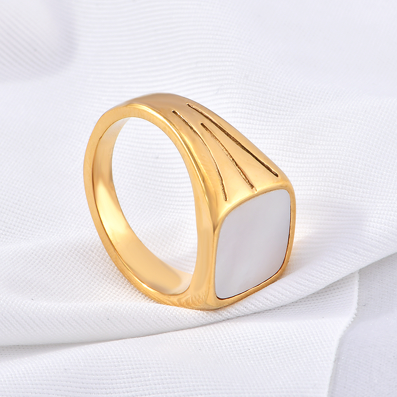 Retro Geometric 18K Gold Plated Acrylic Arylic Titanium Steel Wholesale Rings display picture 3