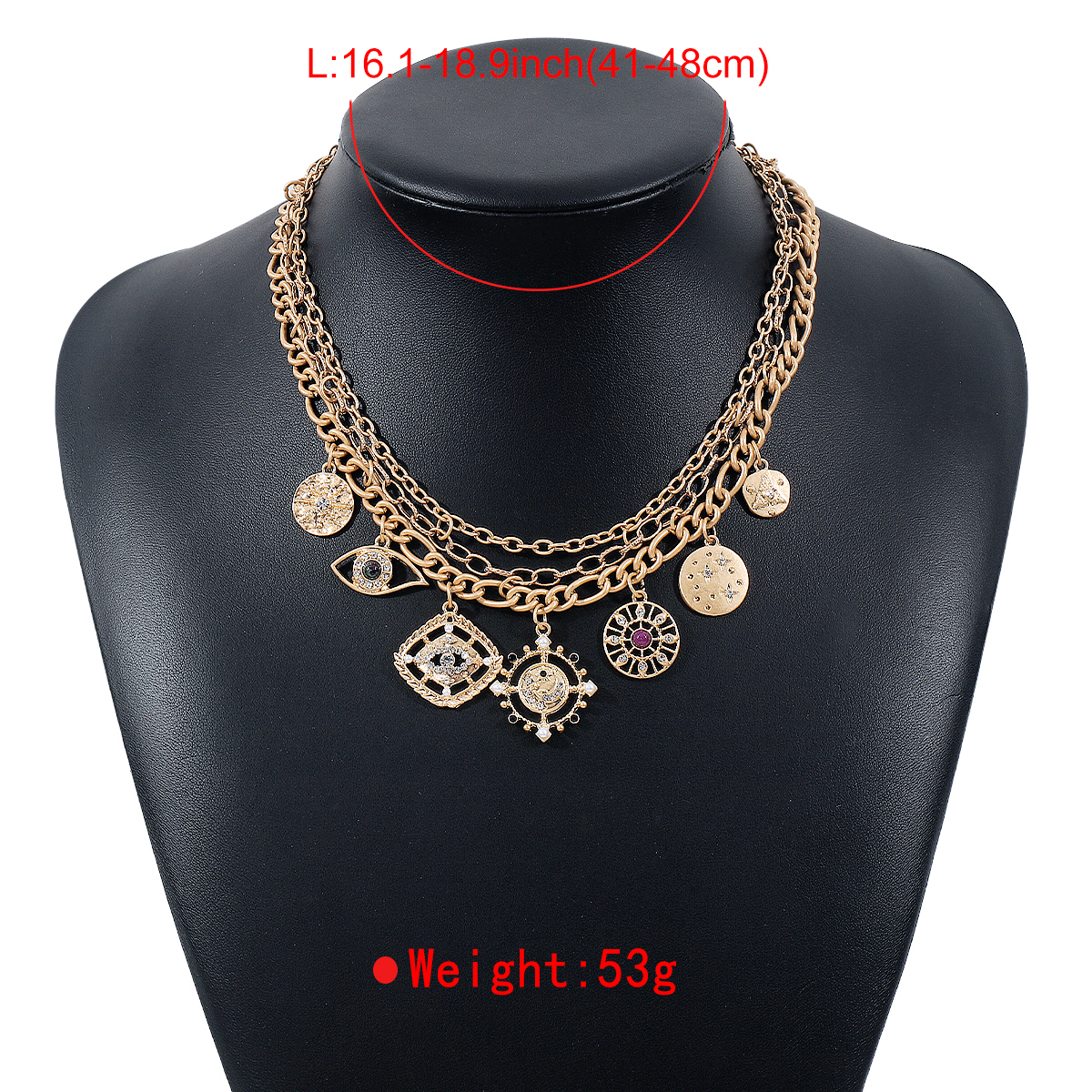 Vintage Style Simple Style Color Block Alloy Inlay Rhinestones Women's Layered Necklaces display picture 5