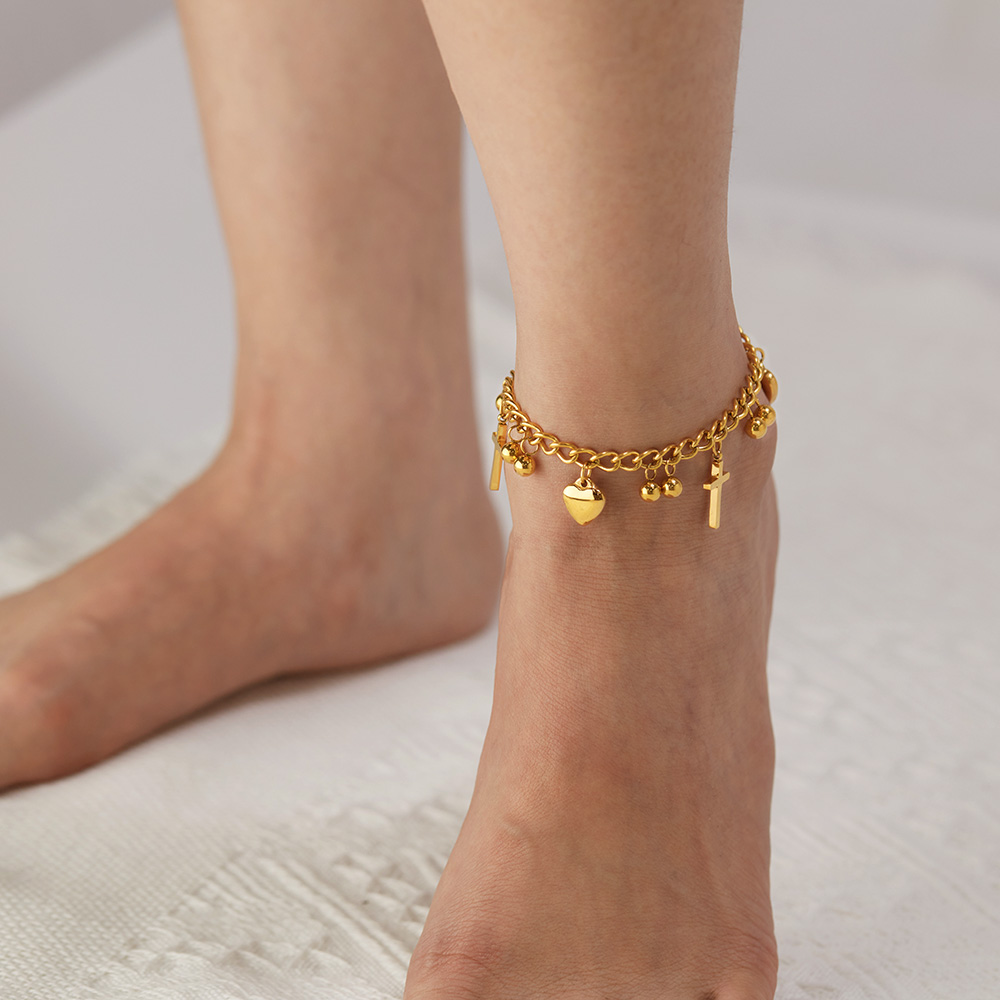 Simple Style Commute Cross 304 Stainless Steel Women's Anklet display picture 2