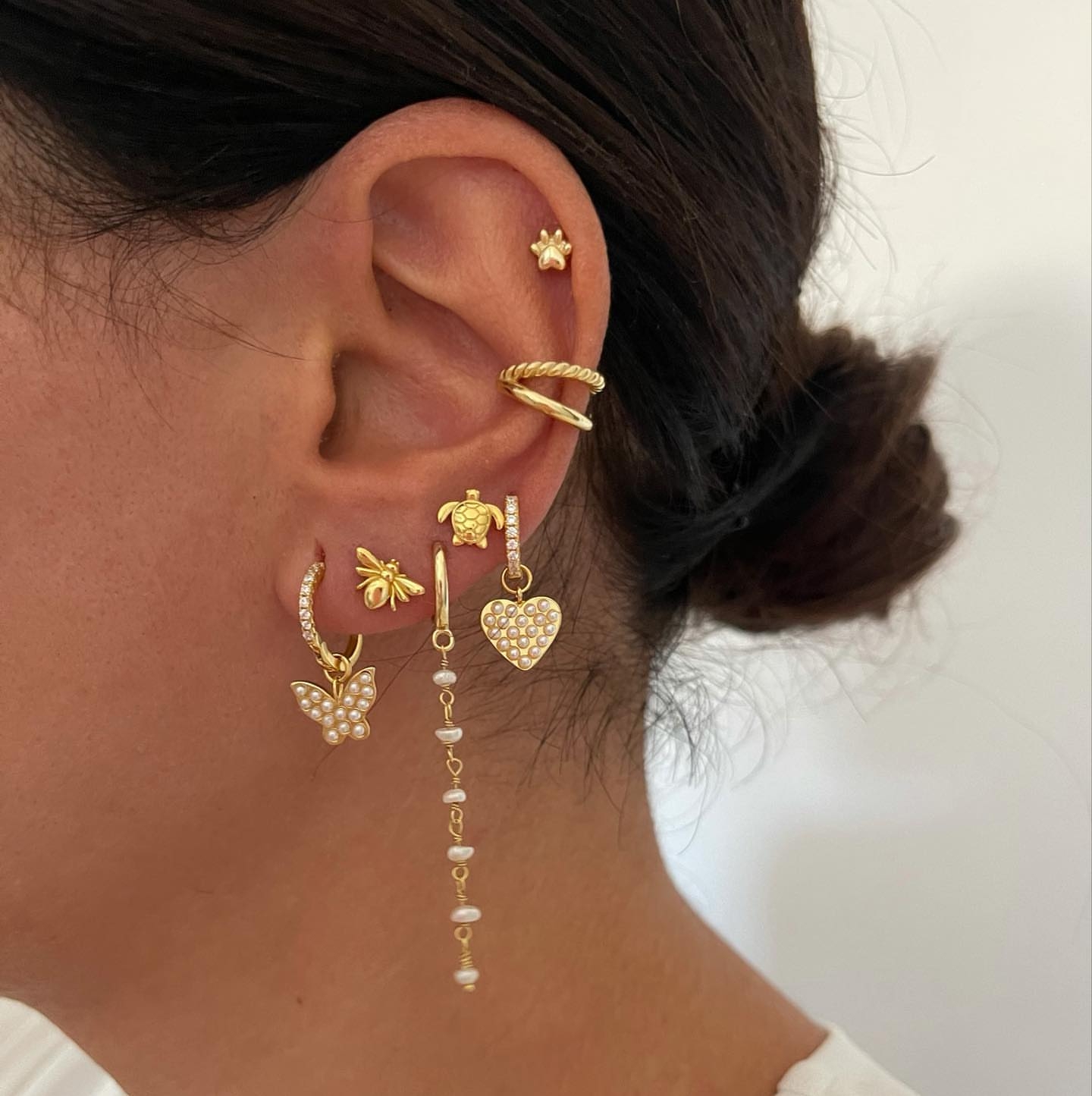 1 Pair Elegant Simple Style Animal Heart Shape Plating Inlay Copper Pearl 18k Gold Plated Drop Earrings Ear Cuffs Ear Studs display picture 23