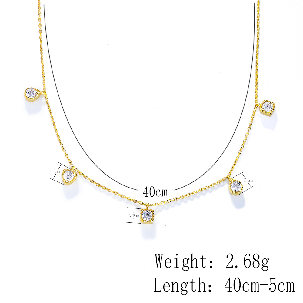 Ig Style Geometric Sterling Silver Plating Inlay Zircon 14k Gold Plated Rhodium Plated Necklace display picture 7