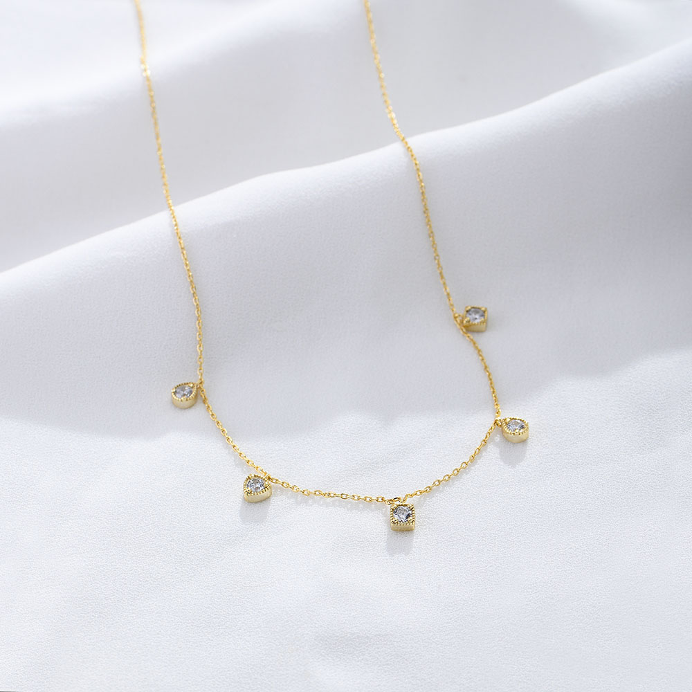 Ig Style Geometric Sterling Silver Plating Inlay Zircon 14k Gold Plated Rhodium Plated Necklace display picture 4
