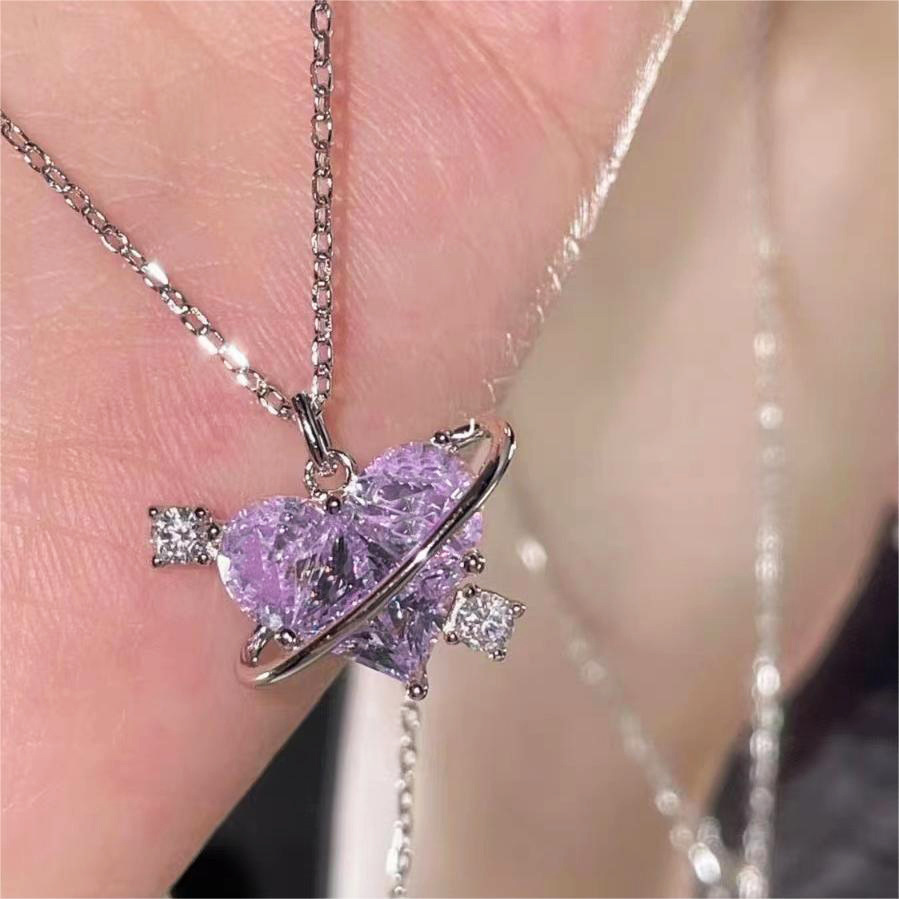 Ig Style Y2k Korean Style Heart Shape Alloy Inlay Zircon Women's Pendant Necklace display picture 4