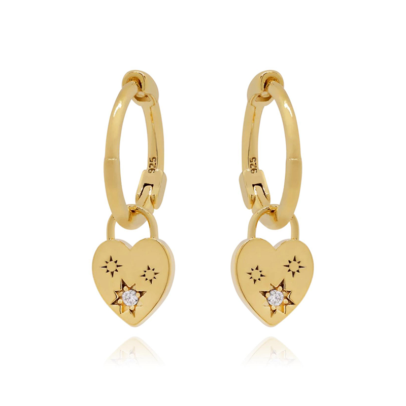 1 Pair Casual Simple Style Hexagram Heart Shape Plating Inlay Copper Zircon 18k Gold Plated Hoop Earrings Drop Earrings Ear Cuffs display picture 11