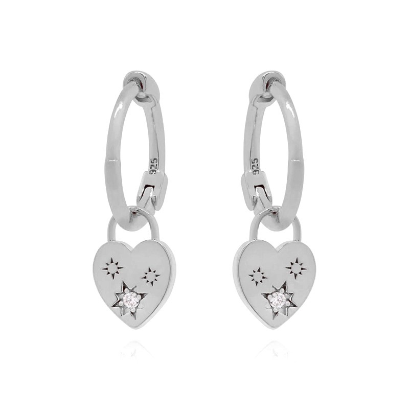 1 Pair Casual Simple Style Hexagram Heart Shape Plating Inlay Copper Zircon 18k Gold Plated Hoop Earrings Drop Earrings Ear Cuffs display picture 7