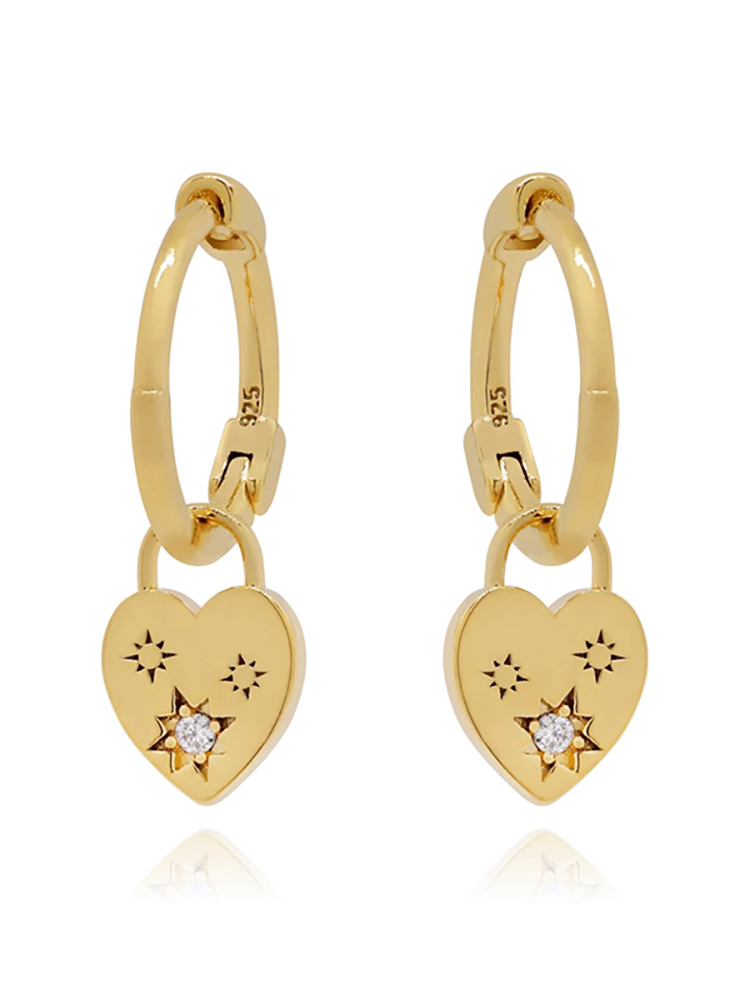1 Pair Casual Simple Style Hexagram Heart Shape Plating Inlay Copper Zircon 18k Gold Plated Hoop Earrings Drop Earrings Ear Cuffs display picture 14