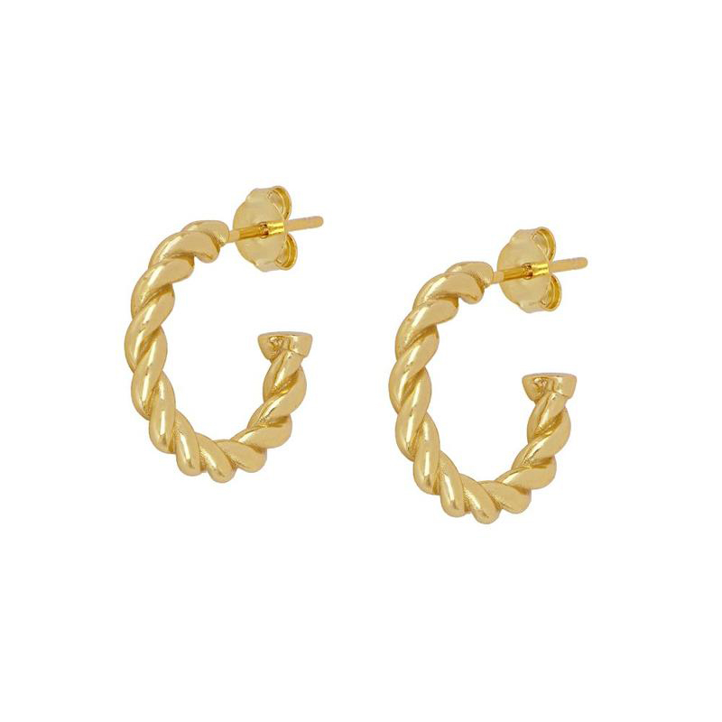 1 Pair Simple Style Geometric Plating Inlay Copper Zircon 18k Gold Plated Hoop Earrings Ear Cuffs Ear Studs display picture 15