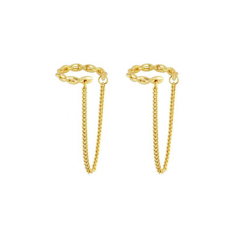 1 Pair Simple Style Geometric Plating Inlay Copper Zircon 18k Gold Plated Hoop Earrings Ear Cuffs Ear Studs display picture 19