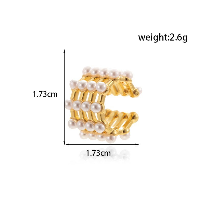 1 Piece French Style Simple Style Korean Style C Shape Pearl Copper Ear Cuffs display picture 2