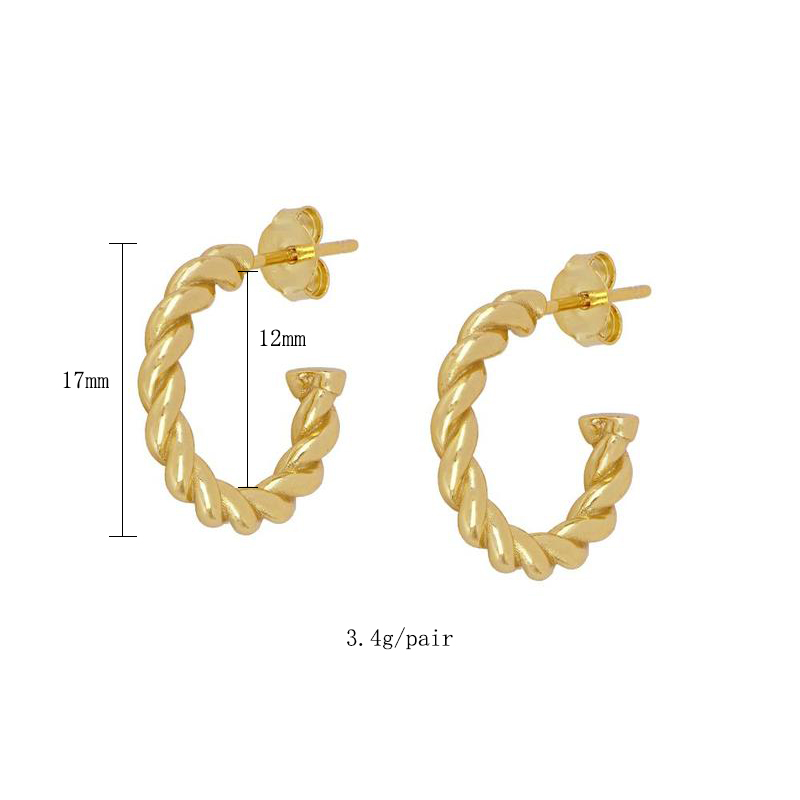 1 Pair Simple Style Geometric Plating Inlay Copper Zircon 18k Gold Plated Hoop Earrings Ear Cuffs Ear Studs display picture 4