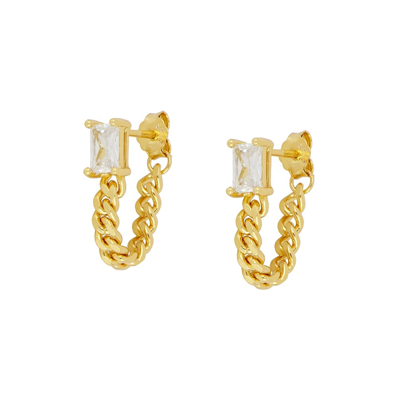 1 Pair Simple Style Geometric Plating Inlay Copper Zircon 18k Gold Plated Hoop Earrings Ear Cuffs display picture 20