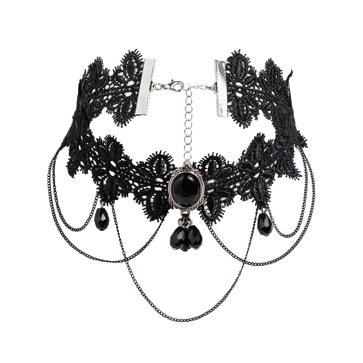 Wholesale Jewelry Gothic Retro Geometric Water Droplets Arylic Alloy Iron Acrylic Alloy Crystal Lace Hollow Out Choker display picture 4