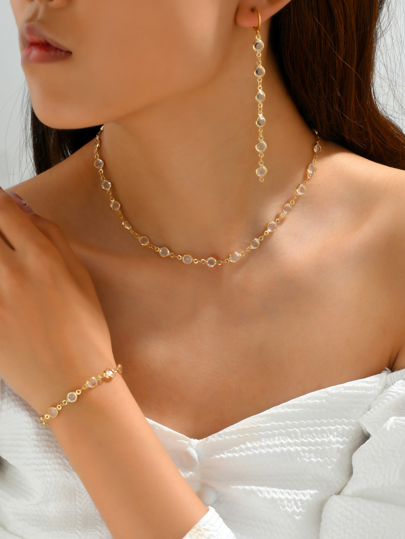 Elegant Geometric Alloy Plastic Women's Bracelets Earrings Necklace display picture 3