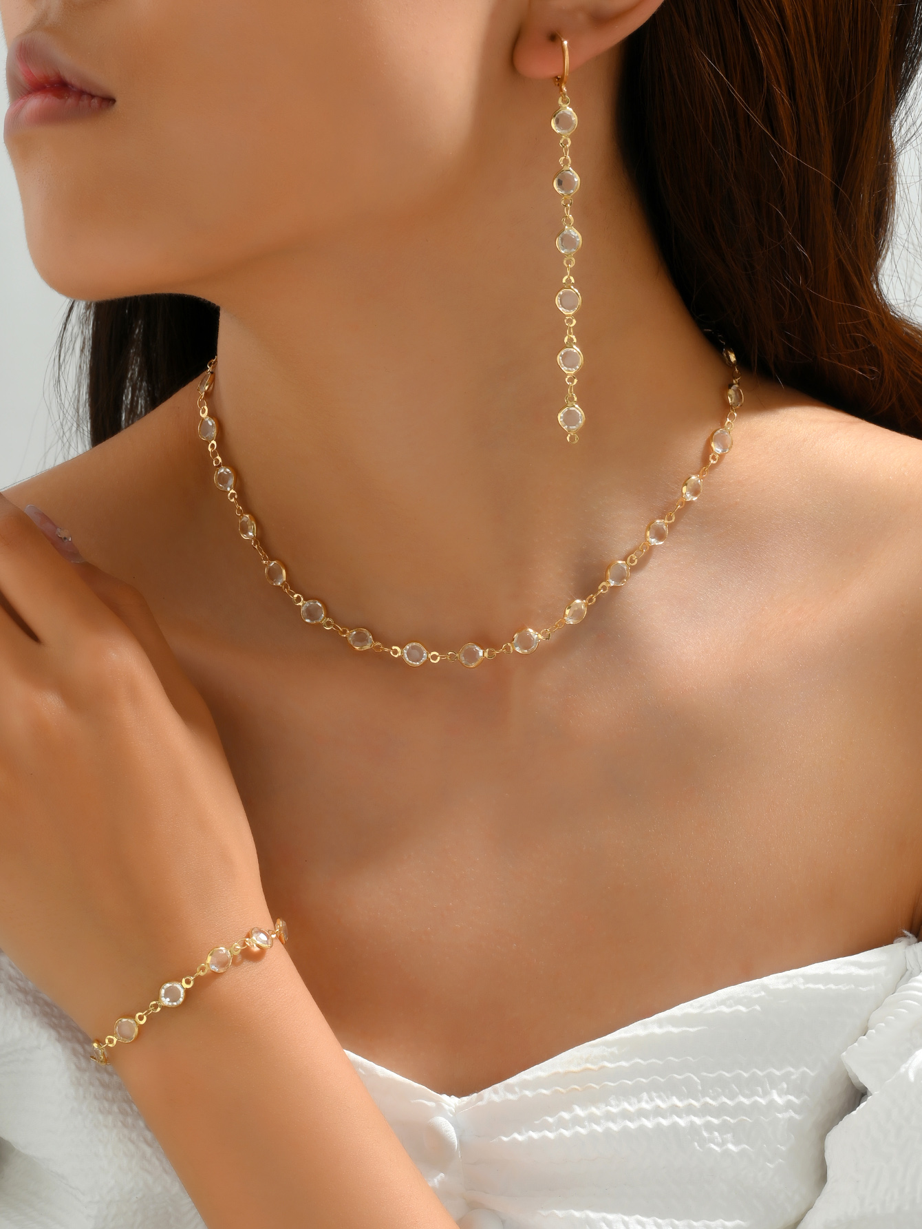 Elegant Geometric Alloy Plastic Women's Bracelets Earrings Necklace display picture 4