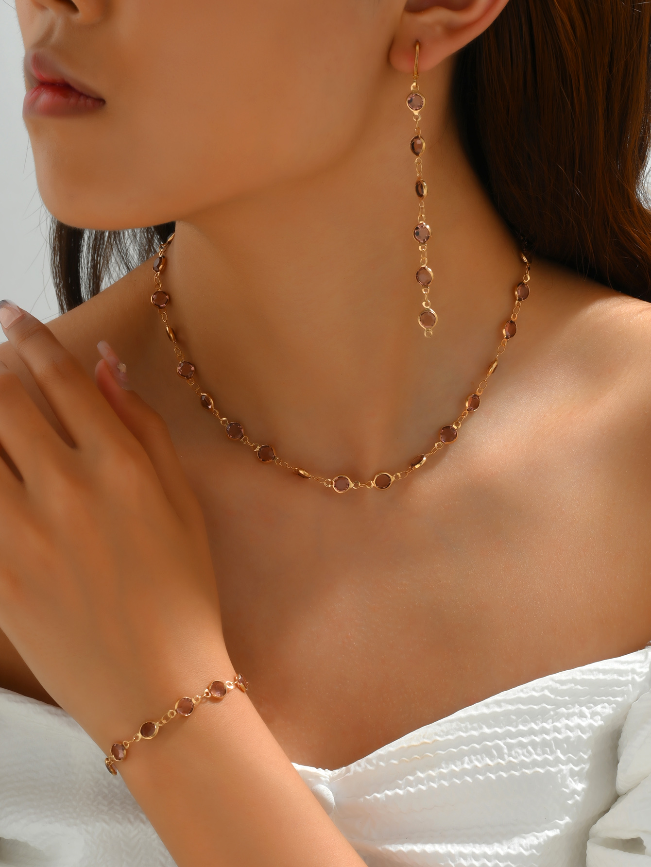 Elegant Geometric Alloy Plastic Women's Bracelets Earrings Necklace display picture 9