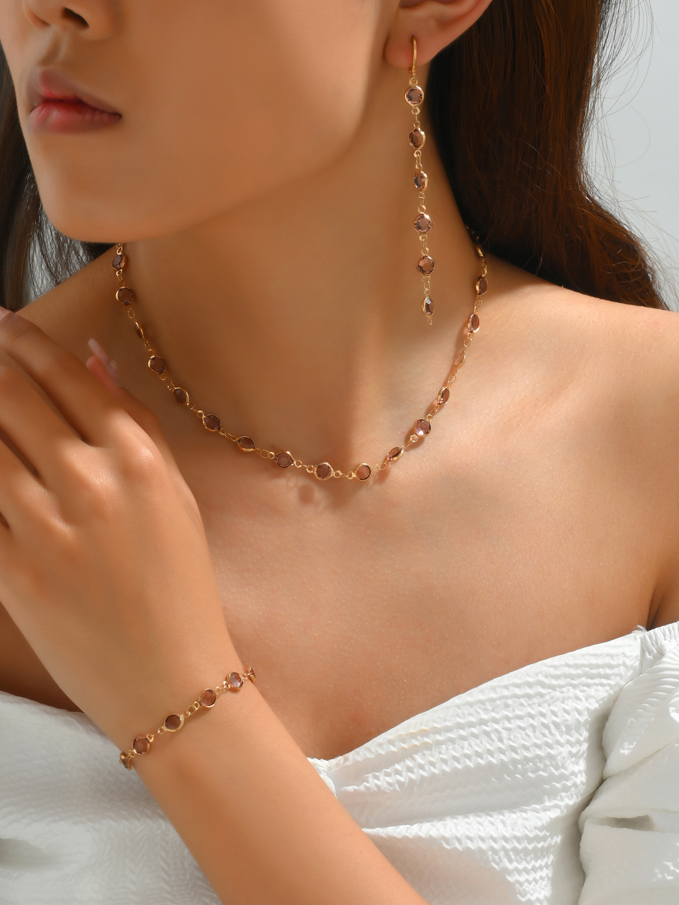 Elegant Geometric Alloy Plastic Women's Bracelets Earrings Necklace display picture 11