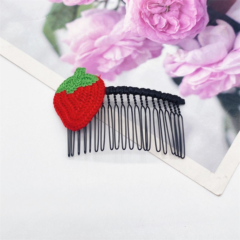 Girl's Cute Luxurious Sunflower Strawberry Cloth Resin Insert Comb display picture 4
