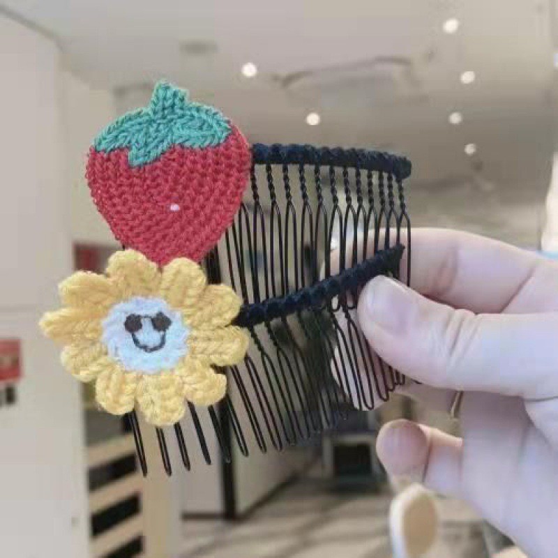 Girl's Cute Luxurious Sunflower Strawberry Cloth Resin Insert Comb display picture 5