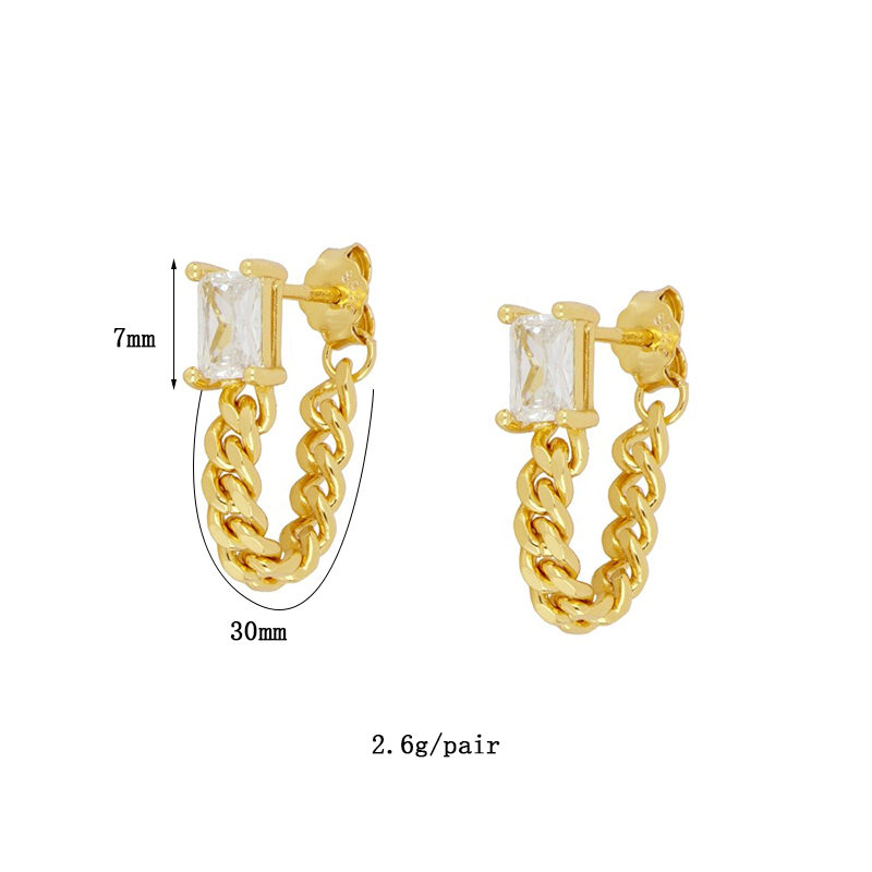 1 Pair Simple Style Geometric Plating Inlay Copper Zircon 18k Gold Plated Hoop Earrings Ear Cuffs display picture 6