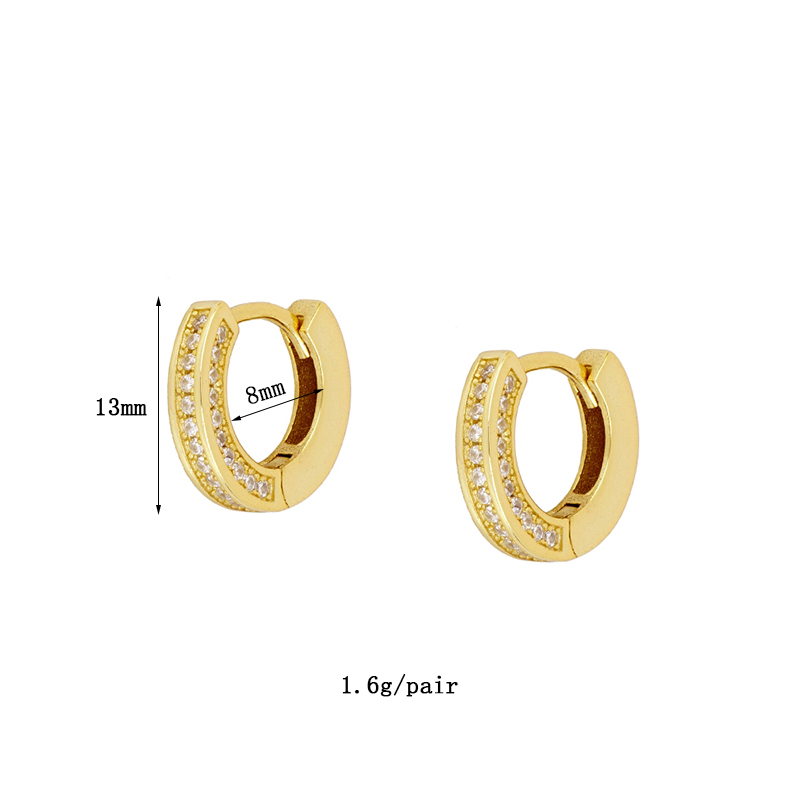 1 Pair Simple Style Geometric Plating Inlay Copper Zircon 18k Gold Plated Hoop Earrings Ear Cuffs display picture 4
