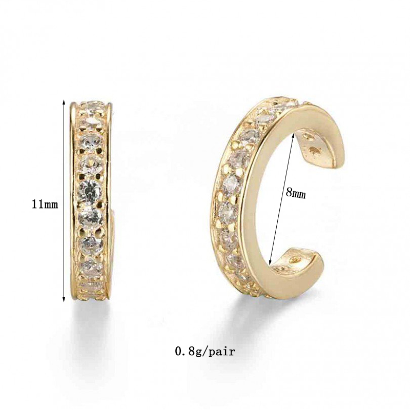 1 Pair Simple Style Geometric Plating Inlay Copper Zircon 18k Gold Plated Hoop Earrings Ear Cuffs display picture 8