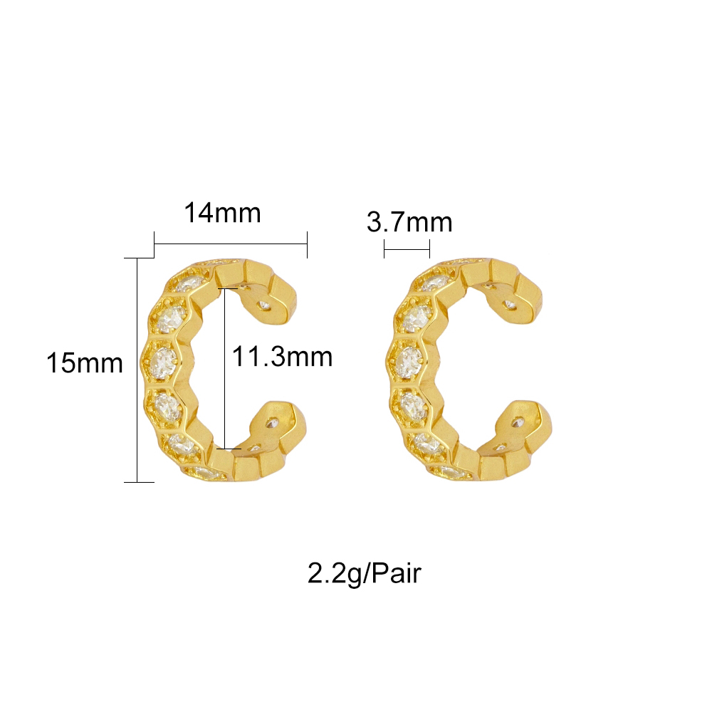1 Pair Simple Style Geometric Plating Inlay Copper Zircon 18k Gold Plated Hoop Earrings Ear Cuffs display picture 7
