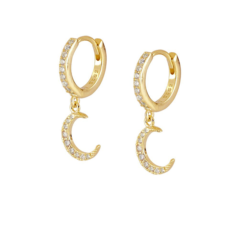 1 Pair Casual Simple Style Geometric Plating Inlay Copper Zircon 18k Gold Plated Hoop Earrings Ear Cuffs Ear Studs display picture 12