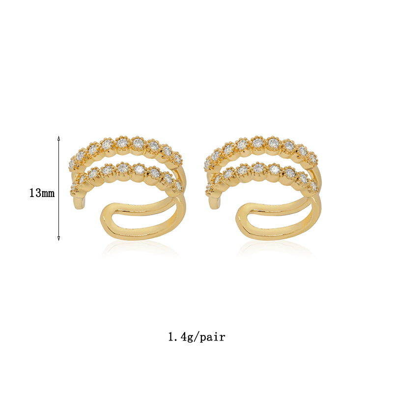 1 Pair Ig Style Shiny Solid Color Plating Inlay Copper Zircon 18k Gold Plated Ear Cuffs display picture 1