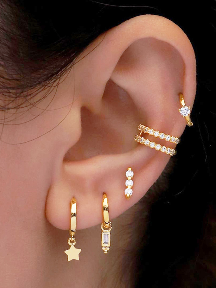 1 Pair Ig Style Shiny Solid Color Plating Inlay Copper Zircon 18k Gold Plated Ear Cuffs display picture 7