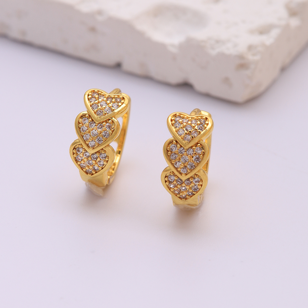 1 Paire Élégant Romantique Coloré Star Forme De Cœur Placage Évider Incruster Métal Le Cuivre Zircon Plaqué Or 18k Boucles D'oreilles Cerceau display picture 9