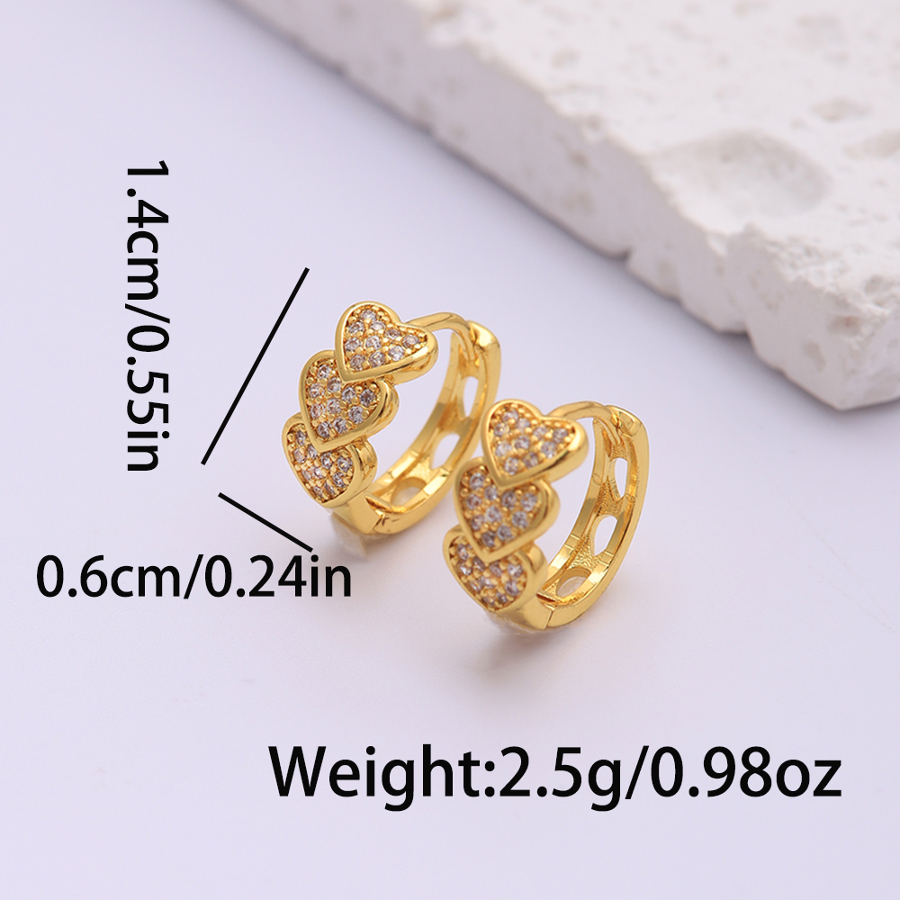 1 Paire Élégant Romantique Coloré Star Forme De Cœur Placage Évider Incruster Métal Le Cuivre Zircon Plaqué Or 18k Boucles D'oreilles Cerceau display picture 4