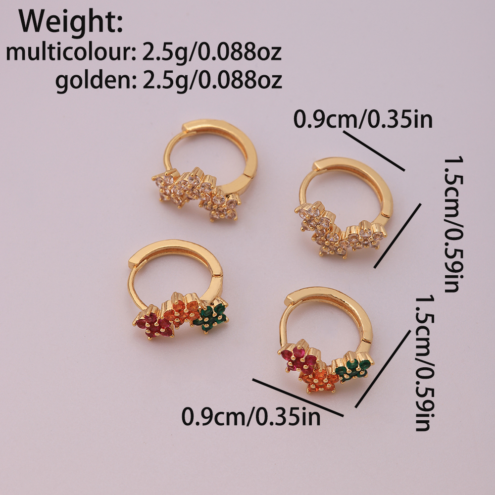 1 Pair Elegant Sweet Shamrock Four Leaf Clover Flower Plating Inlay Imitation Diamond Copper Zircon 18k Gold Plated Hoop Earrings display picture 6